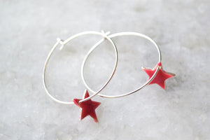 Enamel pendant hoops