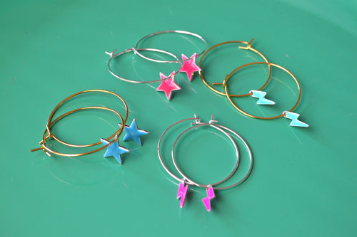 Enamel pendant hoops