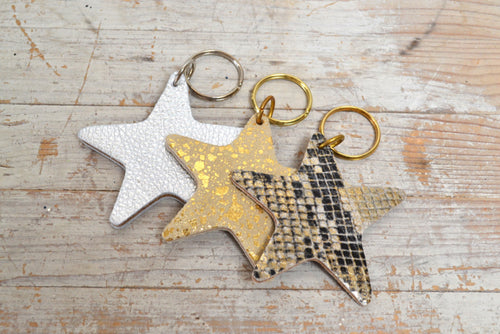 Cow Hide star key rings