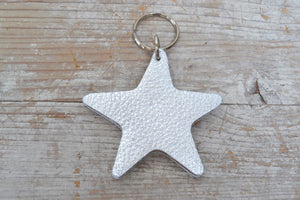 Cow Hide star key rings