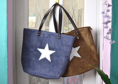 Suede Star Tote