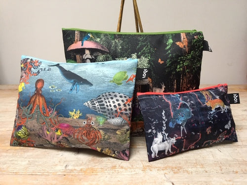 LOQI world map make up & wash bags