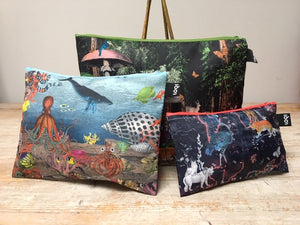 LOQI world map make up & wash bags