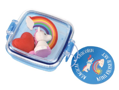 Boxes of mini erasers