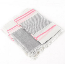 Load image into Gallery viewer, Pink &amp; Grey Striped Scarf