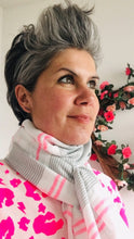 Load image into Gallery viewer, Pink &amp; Grey Striped Scarf